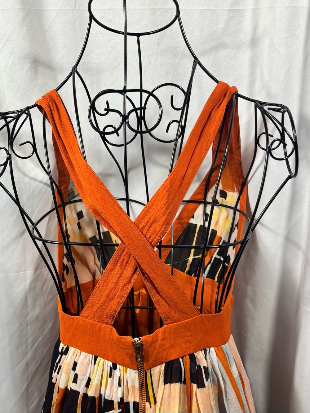 French Connection Orange & Black Striped Maxi Dress - Picture 6 of 7